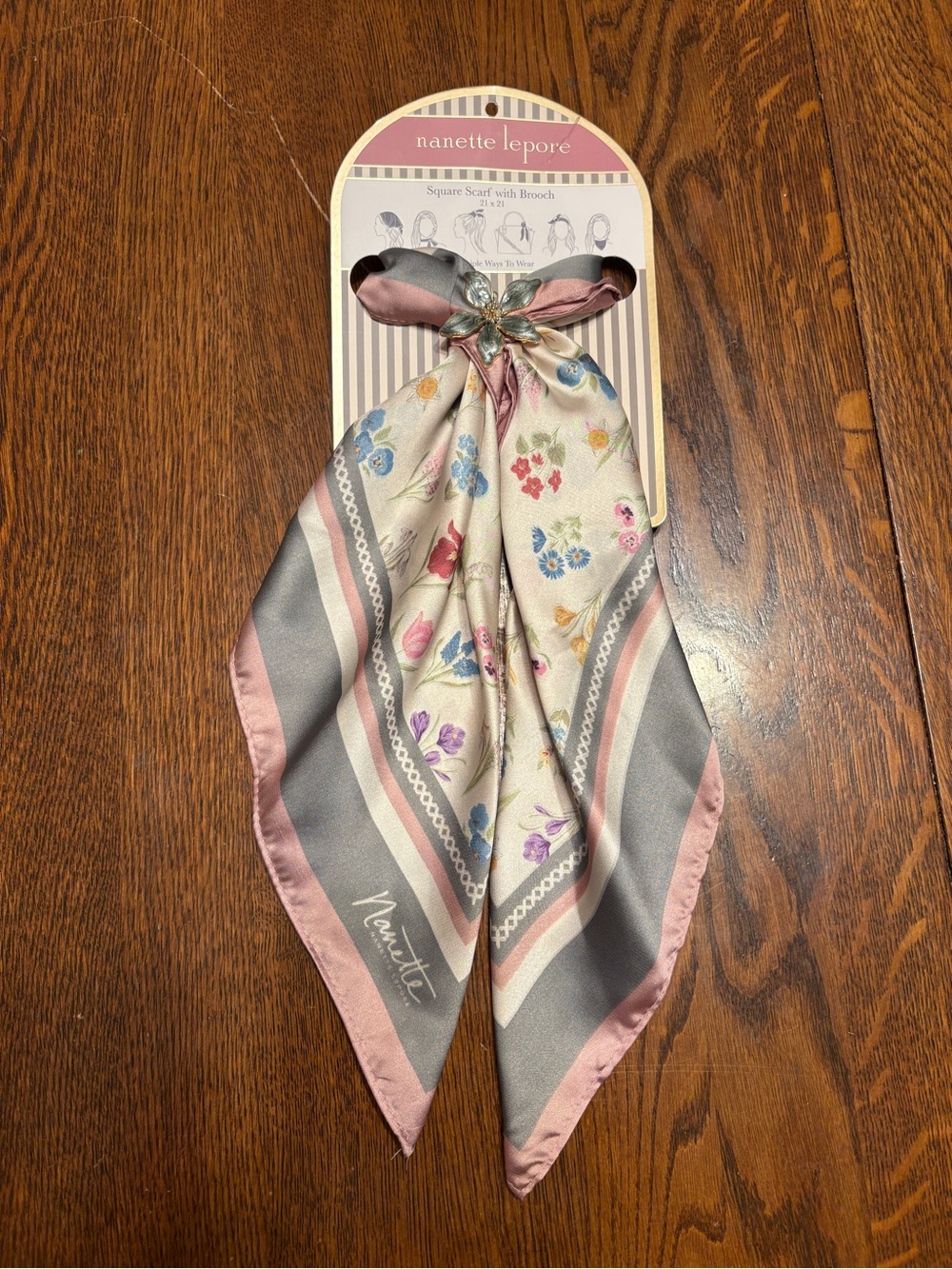 Nanette Lepore Square Scarf with Brooch